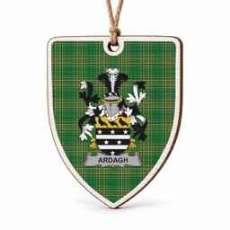 Ardagh Coat of Arms Shield Wood Ornament , Irish Heritage Hanging Plaque for Christmas Tree