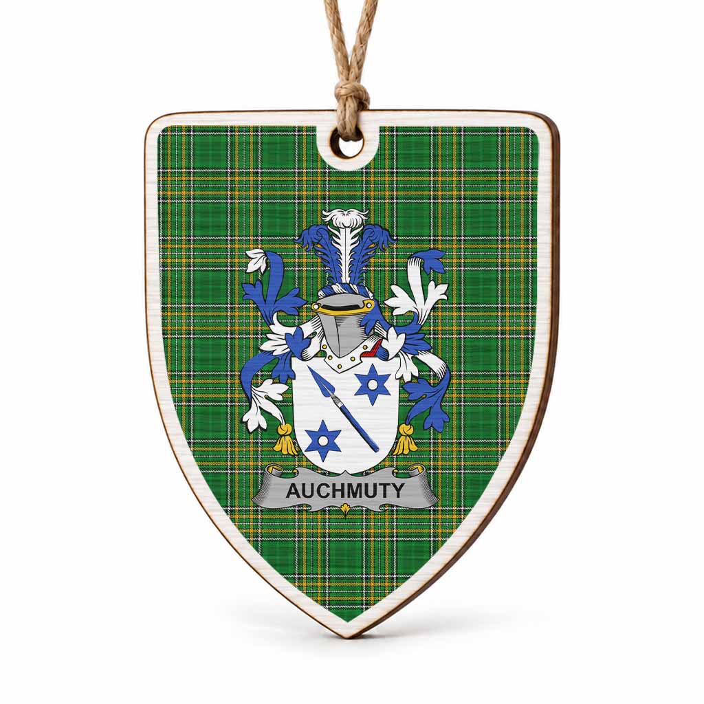Auchmuty Coat of Arms Shield Wood Ornament , Irish Heritage Hanging Plaque for Christmas Tree