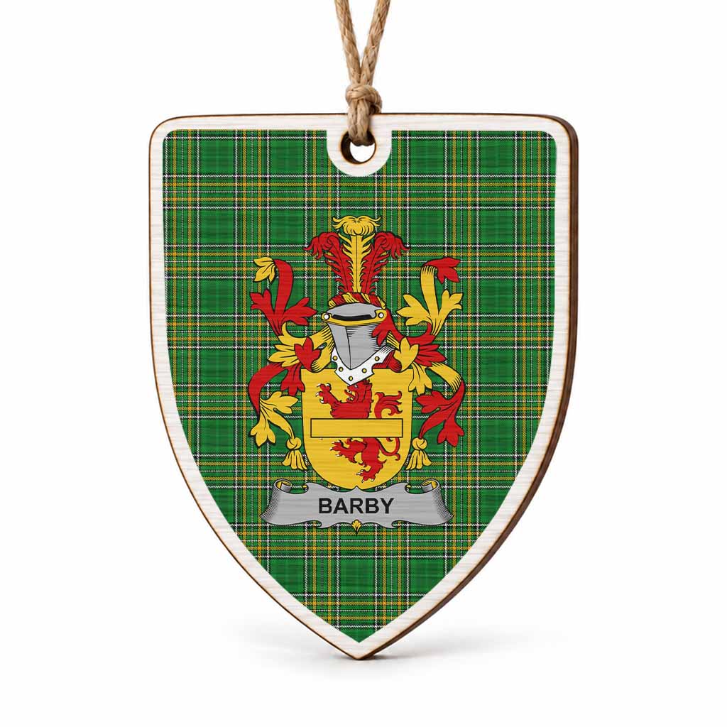 Barby Coat of Arms Shield Wood Ornament , Irish Heritage Hanging Plaque for Christmas Tree
