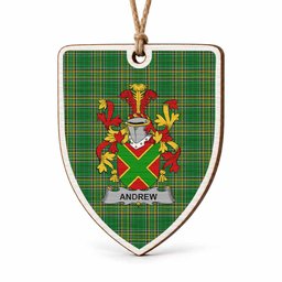 Andrew Coat of Arms Shield Wood Ornament , Irish Heritage Hanging Plaque for Christmas Tree