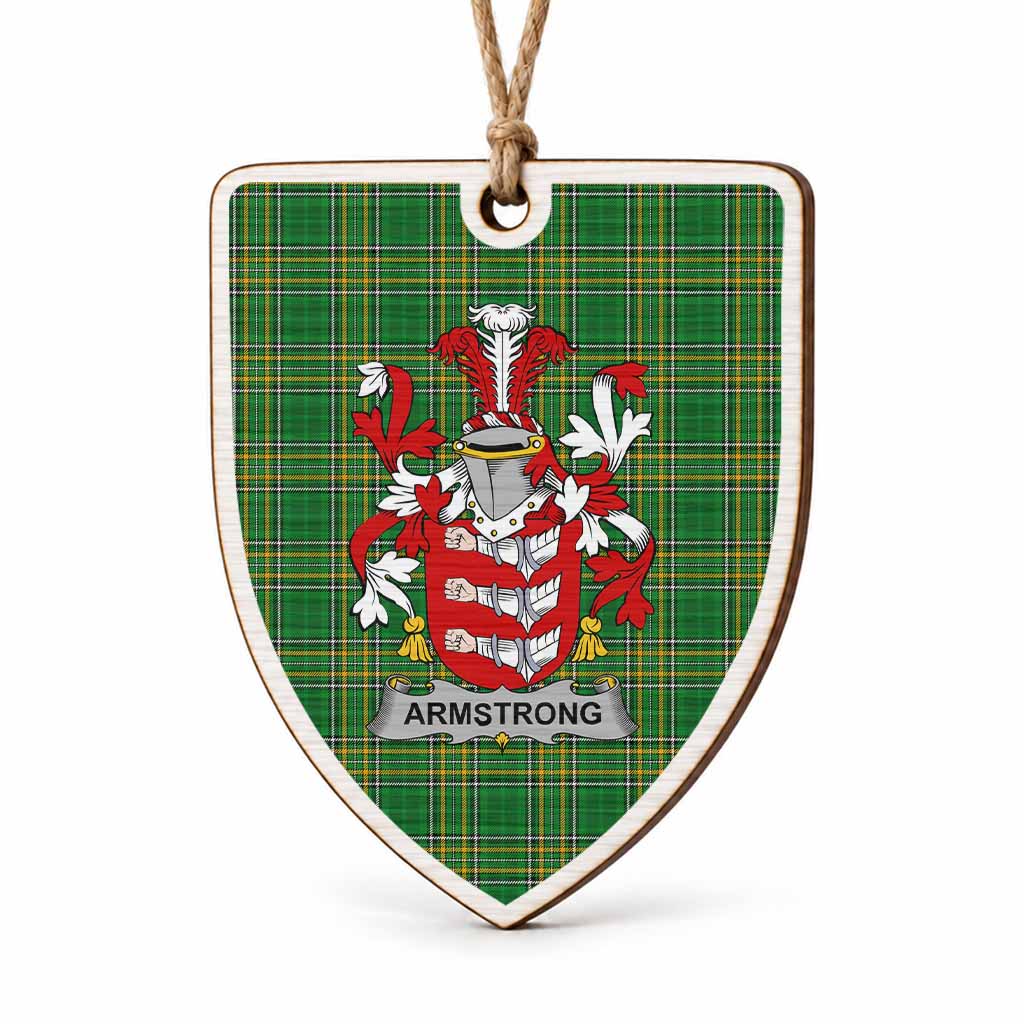 Armstrong Coat of Arms Shield Wood Ornament , Irish Heritage Hanging Plaque for Christmas Tree