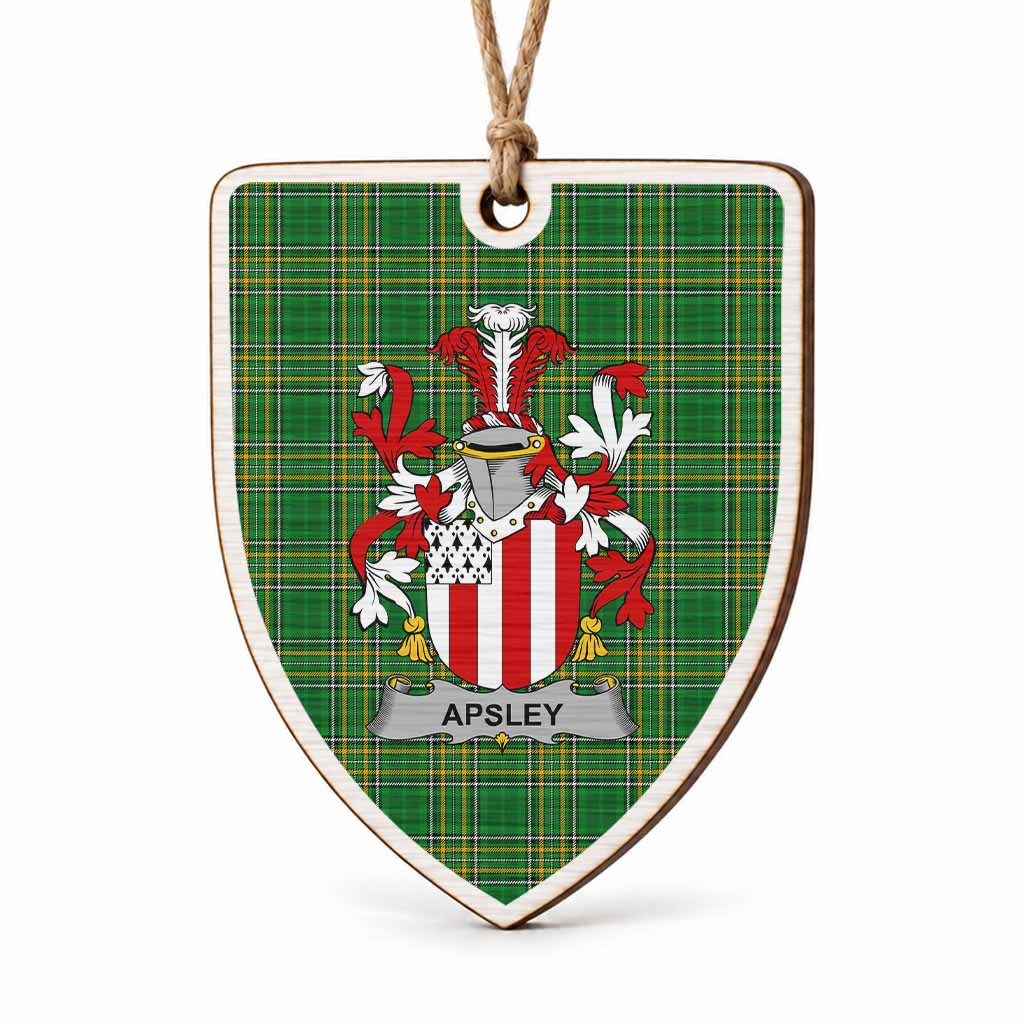 Apsley Coat of Arms Shield Wood Ornament , Irish Heritage Hanging Plaque for Christmas Tree