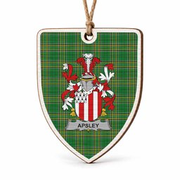 Apsley Coat of Arms Shield Wood Ornament , Irish Heritage Hanging Plaque for Christmas Tree