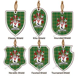 Algeo Coat of Arms Shield Wood Ornament , Irish Heritage Hanging Plaque for Christmas Tree