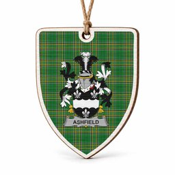Ashfield Coat of Arms Shield Wood Ornament , Irish Heritage Hanging Plaque for Christmas Tree