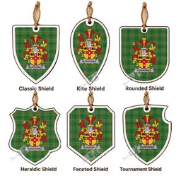 Burrowes Coat of Arms Shield Wood Ornament , Irish Heritage Hanging Plaque for Christmas Tree