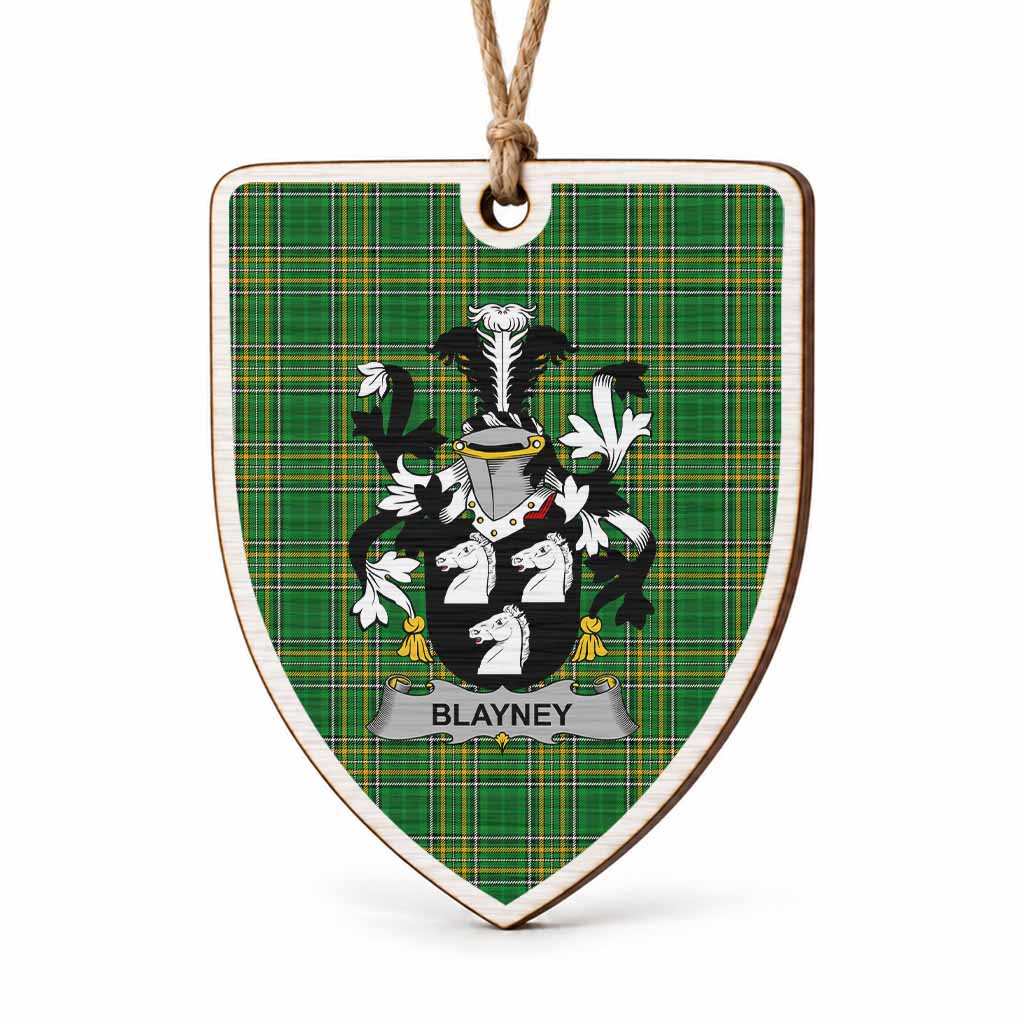 Blayney Coat of Arms Shield Wood Ornament , Irish Heritage Hanging Plaque for Christmas Tree