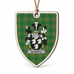 Blayney Coat of Arms Shield Wood Ornament , Irish Heritage Hanging Plaque for Christmas Tree