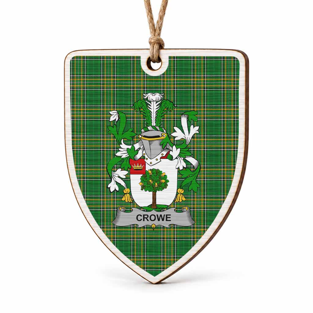 Crowe Coat of Arms Shield Wood Ornament , Irish Heritage Hanging Plaque for Christmas Tree