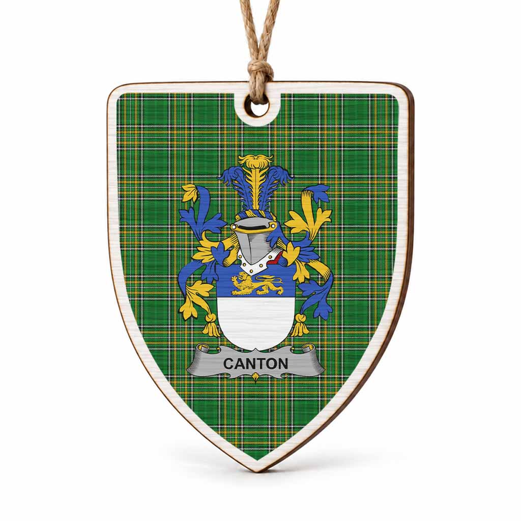 Canton Coat of Arms Shield Wood Ornament , Irish Heritage Hanging Plaque for Christmas Tree
