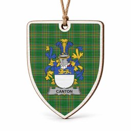 Canton Coat of Arms Shield Wood Ornament , Irish Heritage Hanging Plaque for Christmas Tree