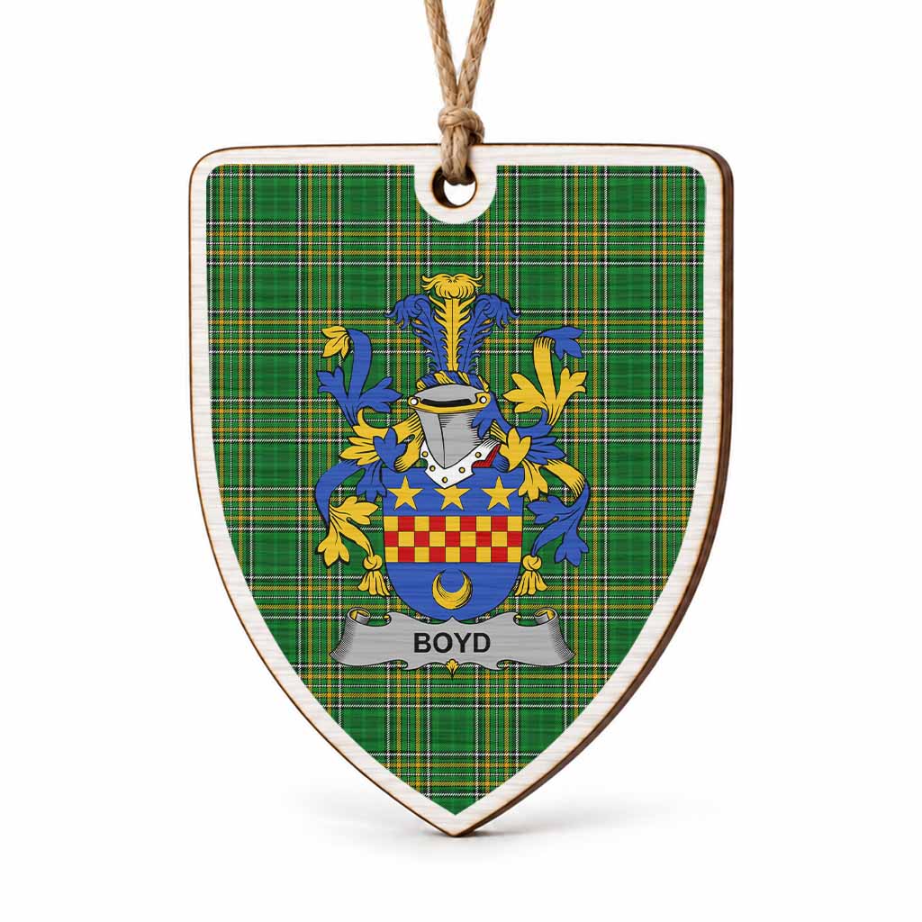 Boyd of Danson Coat of Arms Shield Wood Ornament , Irish Heritage Hanging Plaque for Christmas Tree