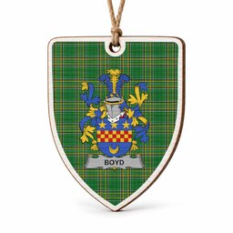 Boyd of Danson Coat of Arms Shield Wood Ornament , Irish Heritage Hanging Plaque for Christmas Tree