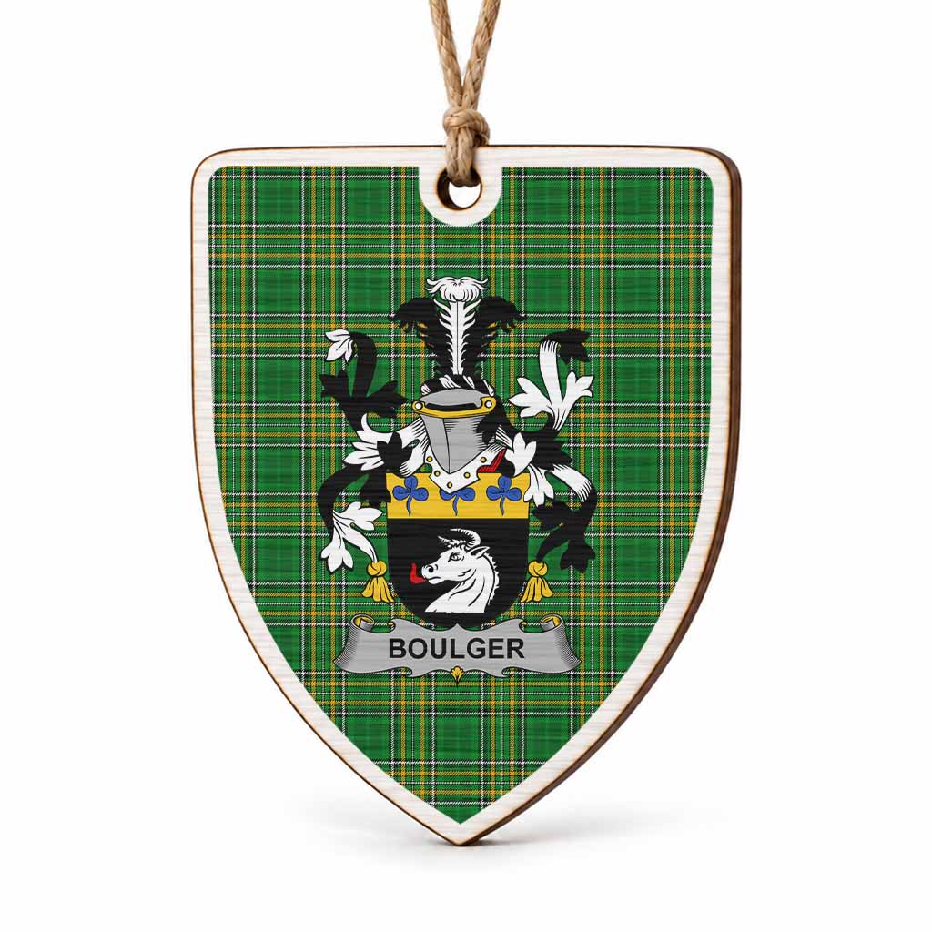 Boulger Coat of Arms Shield Wood Ornament , Irish Heritage Hanging Plaque for Christmas Tree