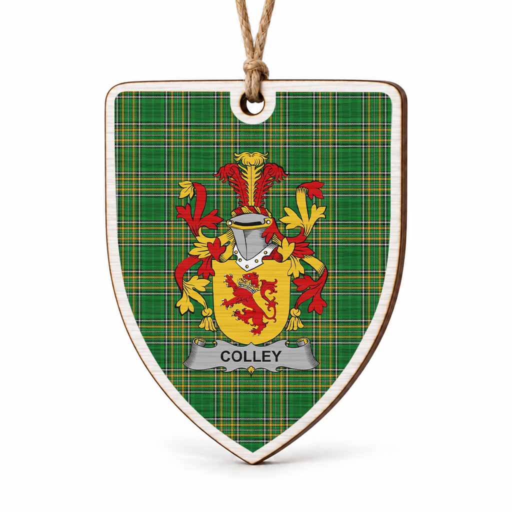 Colley Coat of Arms Shield Wood Ornament , Irish Heritage Hanging Plaque for Christmas Tree