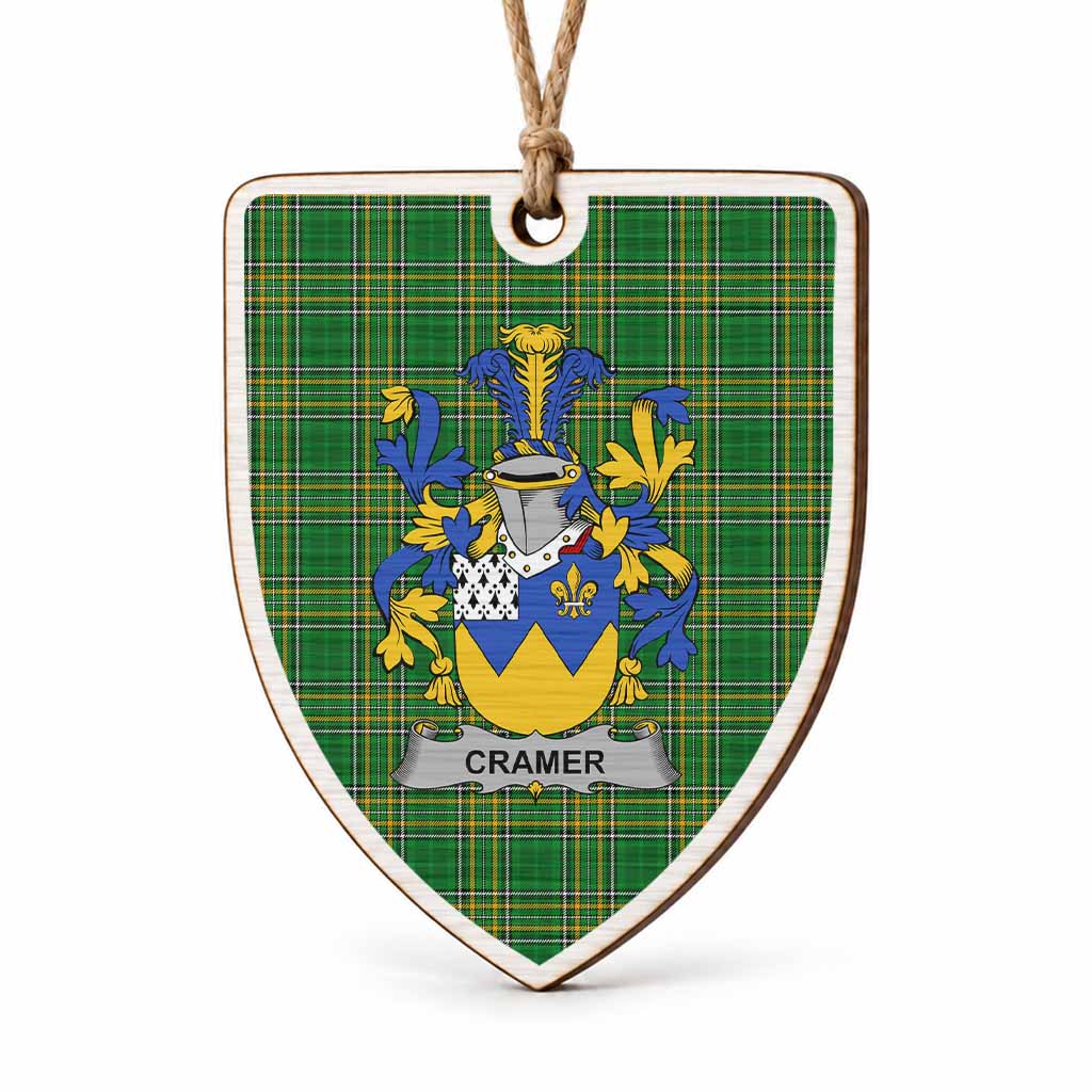 Cramer Coat of Arms Shield Wood Ornament , Irish Heritage Hanging Plaque for Christmas Tree