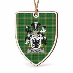 Boylan Coat of Arms Shield Wood Ornament , Irish Heritage Hanging Plaque for Christmas Tree