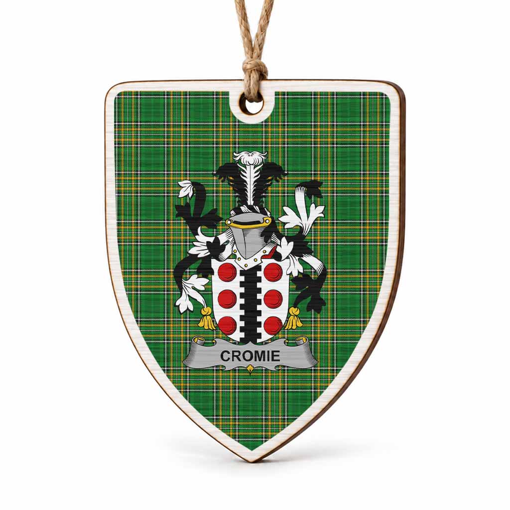 Cromie Coat of Arms Shield Wood Ornament , Irish Heritage Hanging Plaque for Christmas Tree