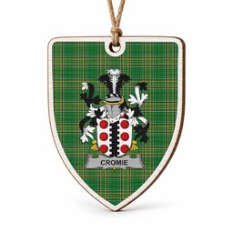 Cromie Coat of Arms Shield Wood Ornament , Irish Heritage Hanging Plaque for Christmas Tree