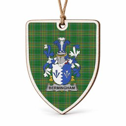 Bermingham Coat of Arms Shield Wood Ornament , Irish Heritage Hanging Plaque for Christmas Tree