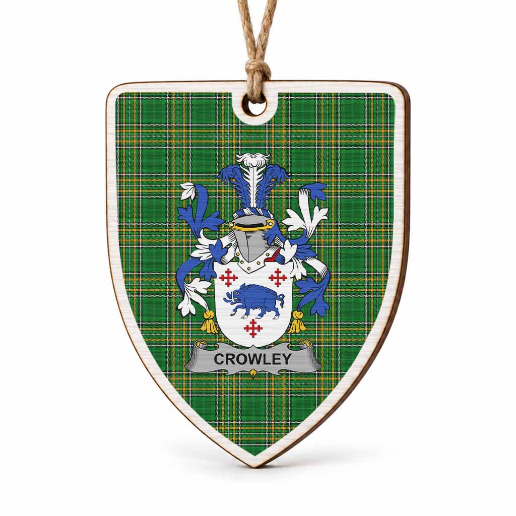 Crowley Coat of Arms Shield Wood Ornament , Irish Heritage Hanging Plaque for Christmas Tree