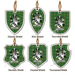 Carey Coat of Arms Shield Wood Ornament , Irish Heritage Hanging Plaque for Christmas Tree