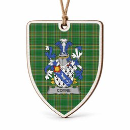 Coyne Coat of Arms Shield Wood Ornament , Irish Heritage Hanging Plaque for Christmas Tree