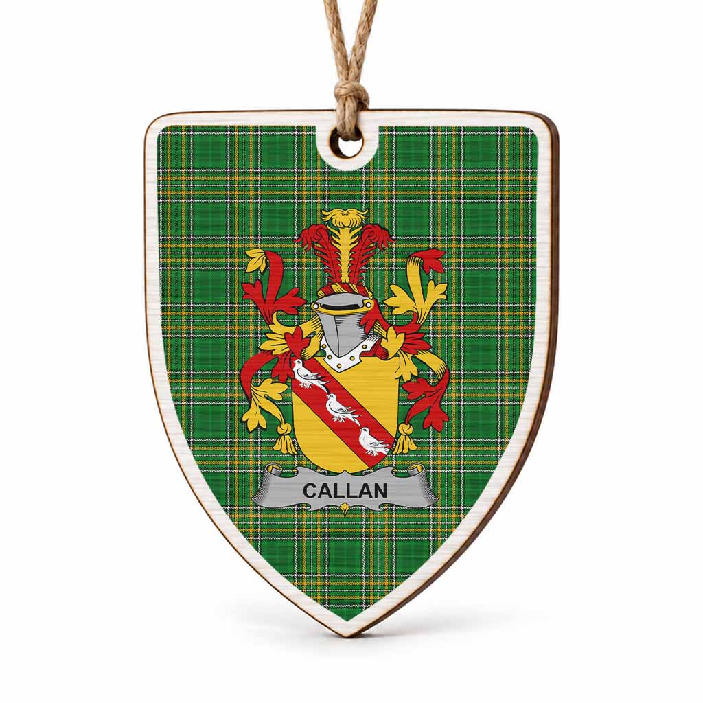 Callan Coat of Arms Shield Wood Ornament , Irish Heritage Hanging Plaque for Christmas Tree