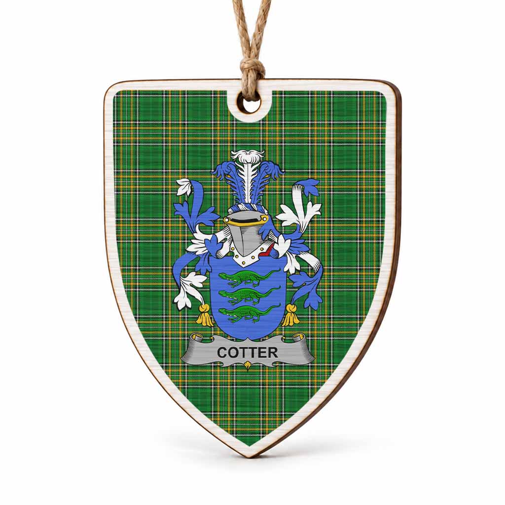 Cotter Coat of Arms Shield Wood Ornament , Irish Heritage Hanging Plaque for Christmas Tree