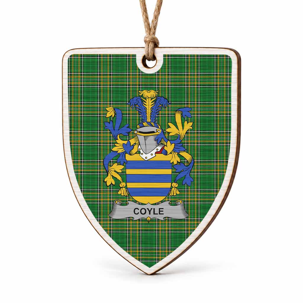 Coyle Coat of Arms Shield Wood Ornament , Irish Heritage Hanging Plaque for Christmas Tree