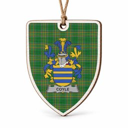 Coyle Coat of Arms Shield Wood Ornament , Irish Heritage Hanging Plaque for Christmas Tree