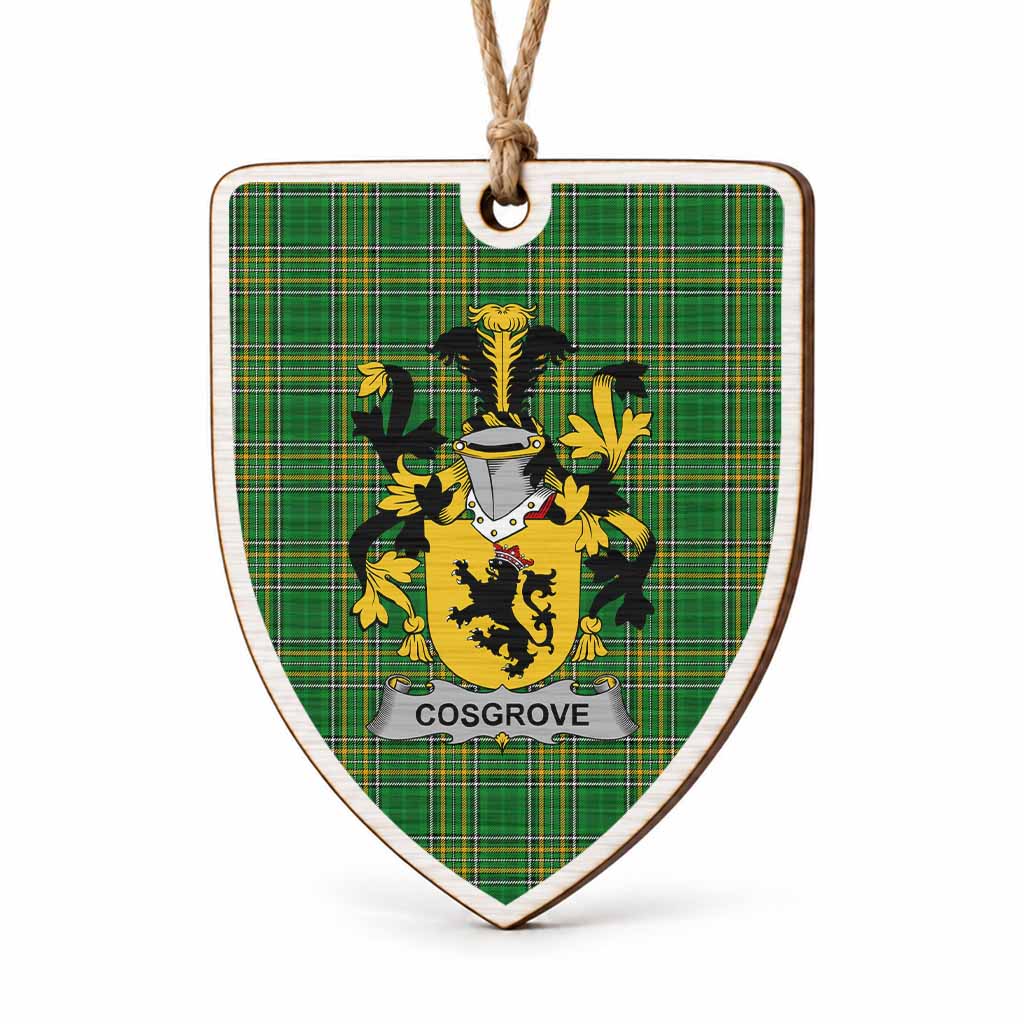 Cosgrove Coat of Arms Shield Wood Ornament , Irish Heritage Hanging Plaque for Christmas Tree