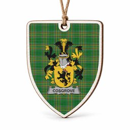 Cosgrove Coat of Arms Shield Wood Ornament , Irish Heritage Hanging Plaque for Christmas Tree