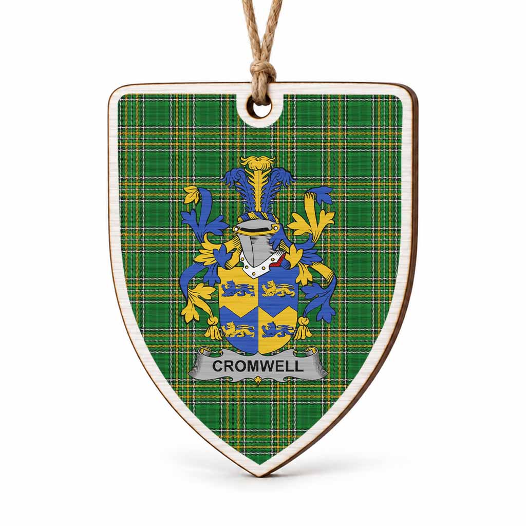 Cromwell Coat of Arms Shield Wood Ornament , Irish Heritage Hanging Plaque for Christmas Tree