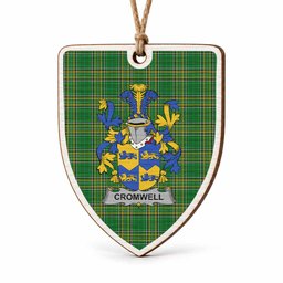 Cromwell Coat of Arms Shield Wood Ornament , Irish Heritage Hanging Plaque for Christmas Tree