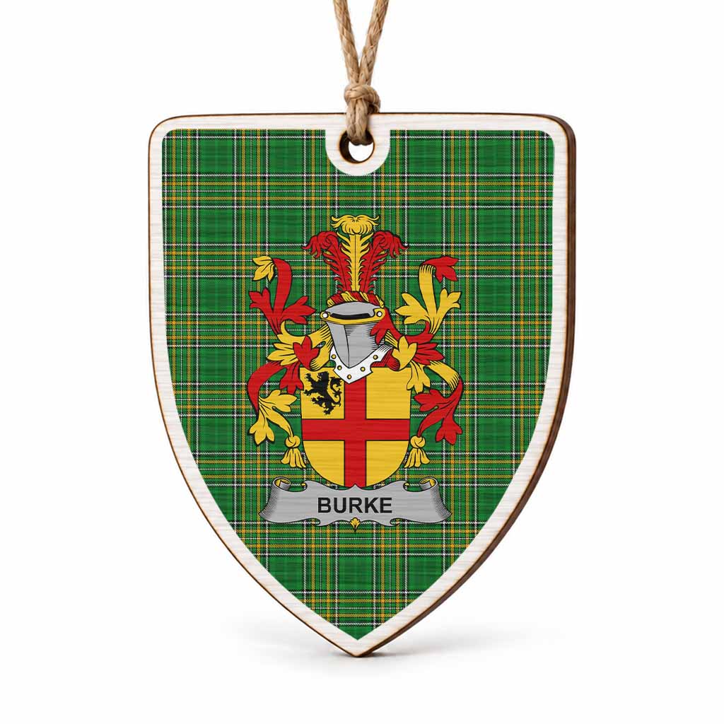 Burke Coat of Arms Shield Wood Ornament , Irish Heritage Hanging Plaque for Christmas Tree