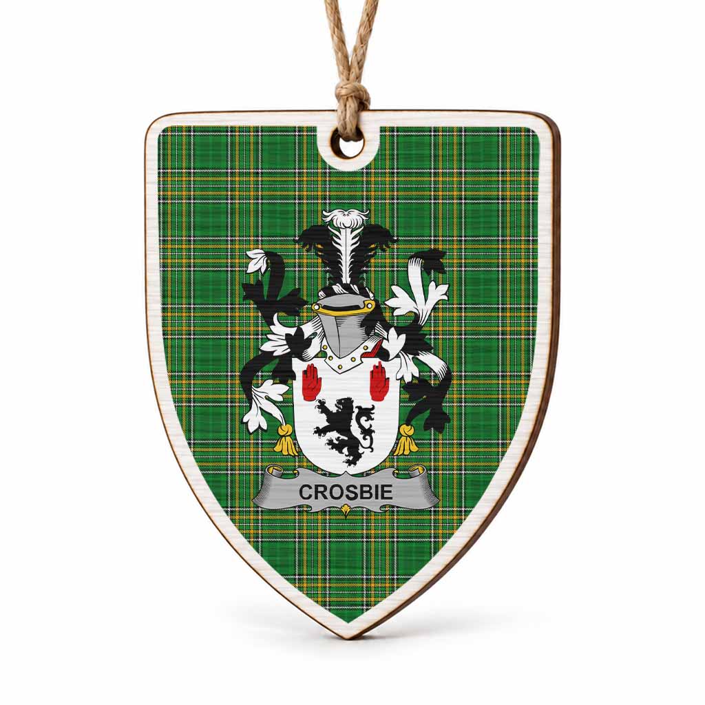 Crosbie Coat of Arms Shield Wood Ornament , Irish Heritage Hanging Plaque for Christmas Tree