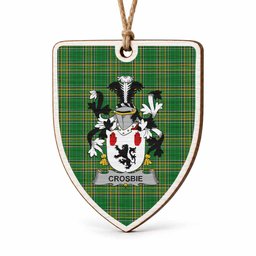 Crosbie Coat of Arms Shield Wood Ornament , Irish Heritage Hanging Plaque for Christmas Tree