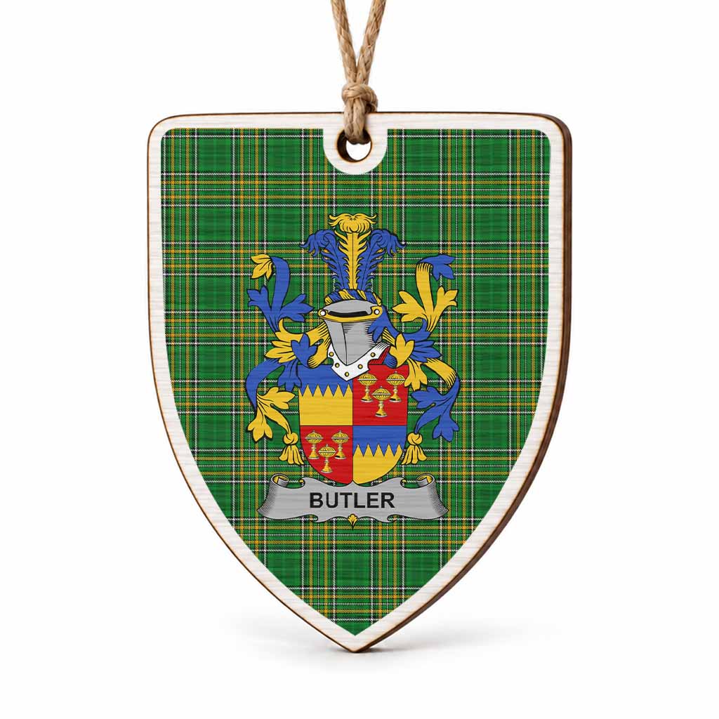 Butler Coat of Arms Shield Wood Ornament , Irish Heritage Hanging Plaque for Christmas Tree