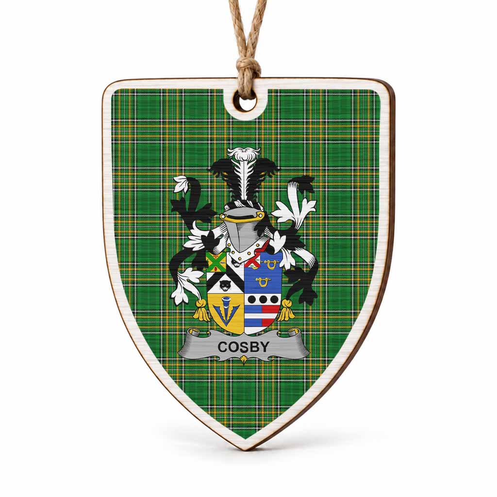 Cosby Coat of Arms Shield Wood Ornament , Irish Heritage Hanging Plaque for Christmas Tree