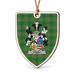 Cosby Coat of Arms Shield Wood Ornament , Irish Heritage Hanging Plaque for Christmas Tree