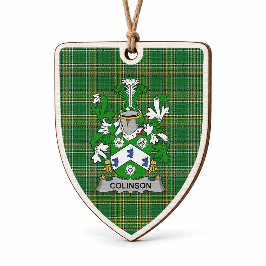 Colinson Coat of Arms Shield Wood Ornament , Irish Heritage Hanging Plaque for Christmas Tree