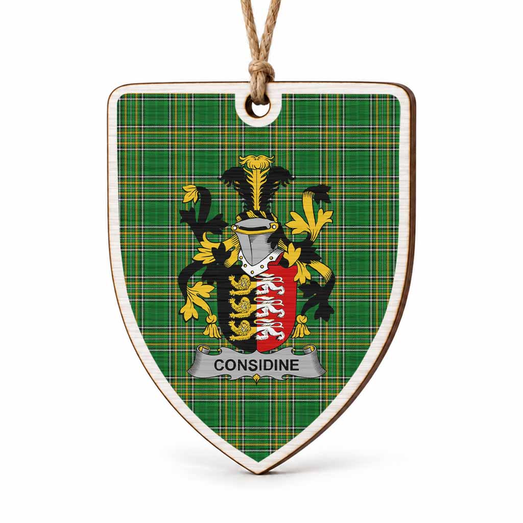 Considine Coat of Arms Shield Wood Ornament , Irish Heritage Hanging Plaque for Christmas Tree