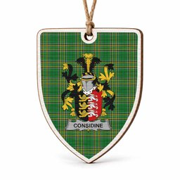 Considine Coat of Arms Shield Wood Ornament , Irish Heritage Hanging Plaque for Christmas Tree