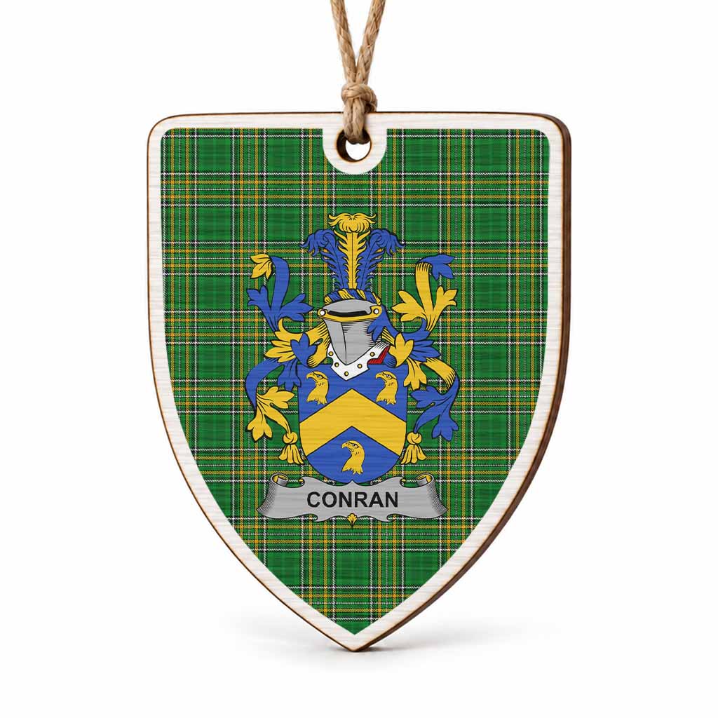 Conran Coat of Arms Shield Wood Ornament , Irish Heritage Hanging Plaque for Christmas Tree