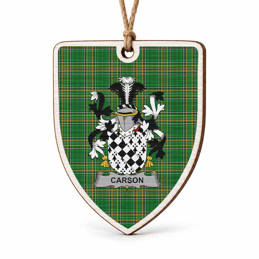 Carson Coat of Arms Shield Wood Ornament , Irish Heritage Hanging Plaque for Christmas Tree