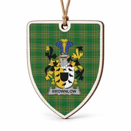 Brownlow Coat of Arms Shield Wood Ornament , Irish Heritage Hanging Plaque for Christmas Tree