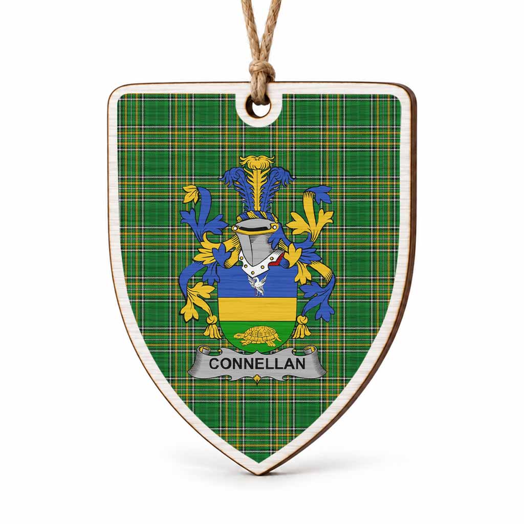Connellan Coat of Arms Shield Wood Ornament , Irish Heritage Hanging Plaque for Christmas Tree