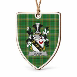 Bland Coat of Arms Shield Wood Ornament , Irish Heritage Hanging Plaque for Christmas Tree