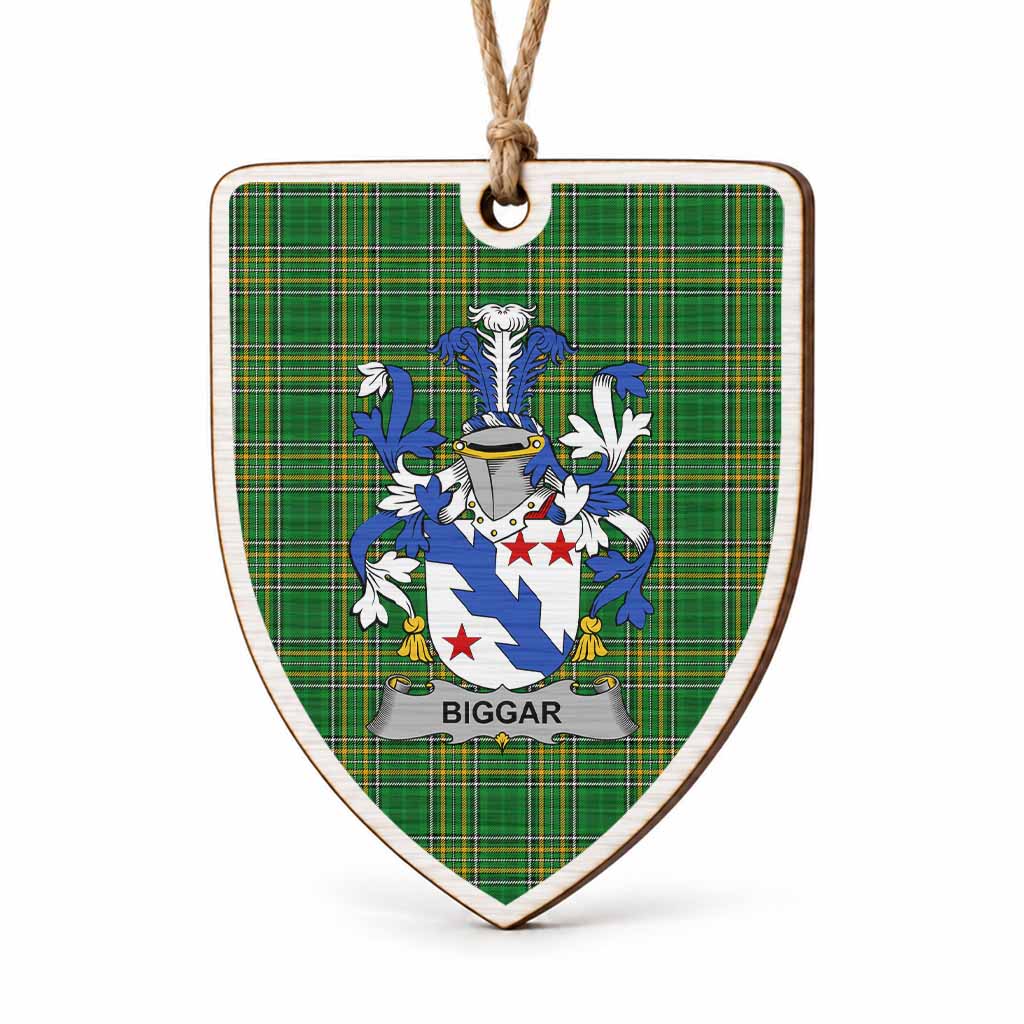 Biggar Coat of Arms Shield Wood Ornament , Irish Heritage Hanging Plaque for Christmas Tree